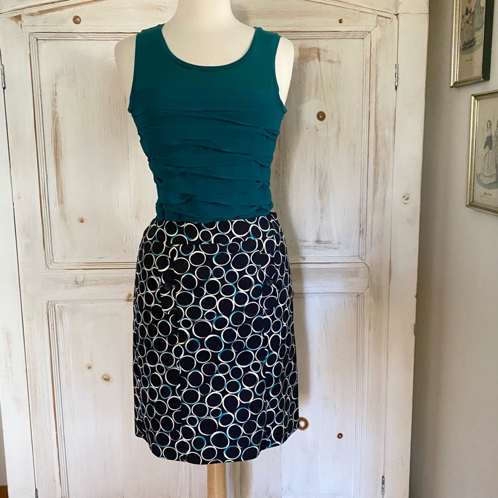 Ann Taylor Petites Skirt & Top Black Teal 2P XS